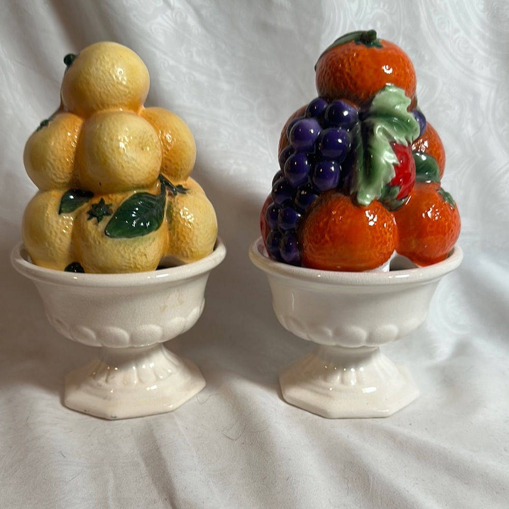 Lefton Vintage Jam Jar set Oranges & Mixed Fruit Ceramic